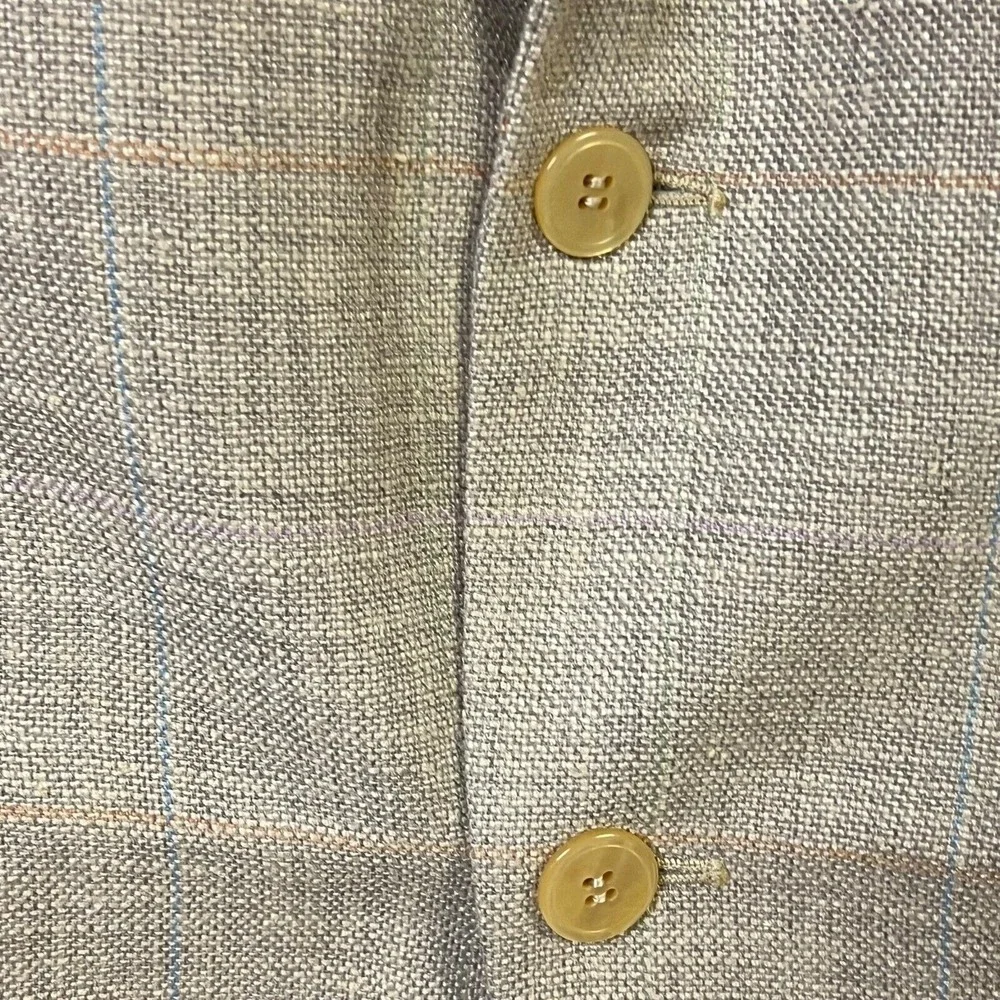Vintage PBM Blazer Sport Coat‎ Light Beige Plaid Textured Classic Professional